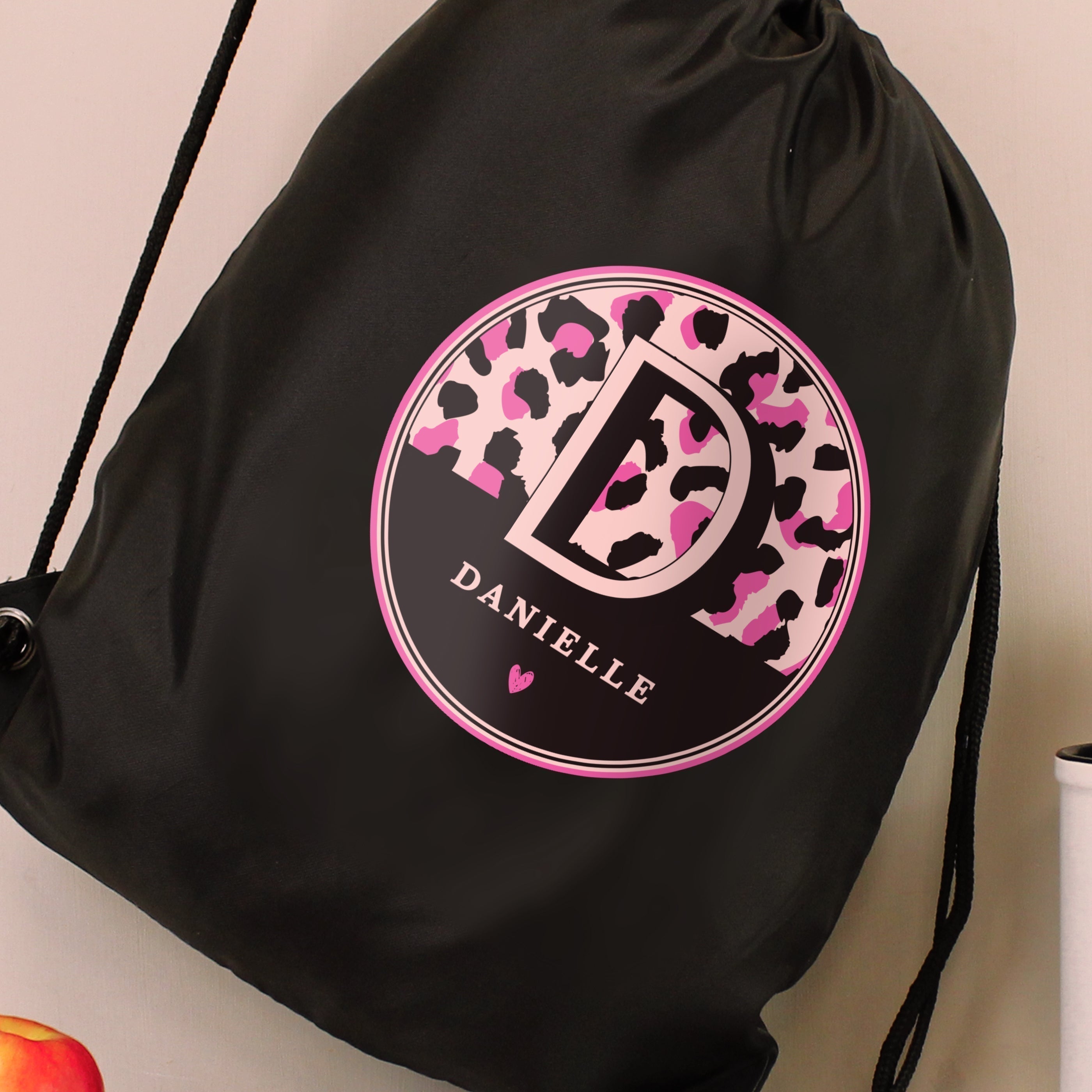 Eleanoras Personalised Leopard Print Black Kit Bag Swim / Kit Bags