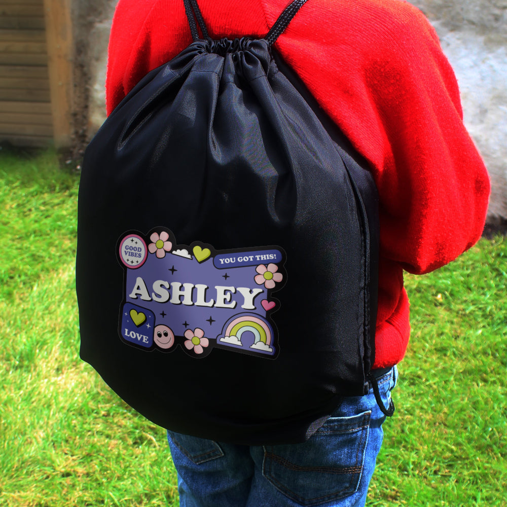 Eleanoras Personalised Good Vibes Black Kit Bag Swim / Kit Bags