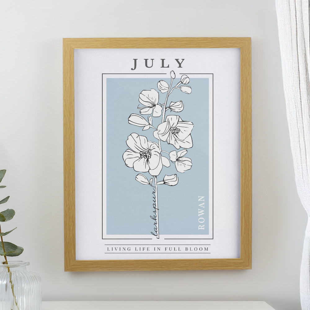 Birth Flower Oak Poster Frame | Personalised