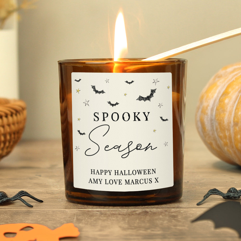 SPOOKY SEASON PERSONALISED AMBER GLASS CANDLE 