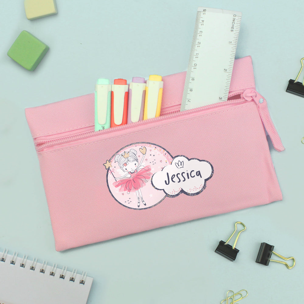 Eleanoras Personalised Princess Ballerina Pink Pencil Case Pencil Cases
