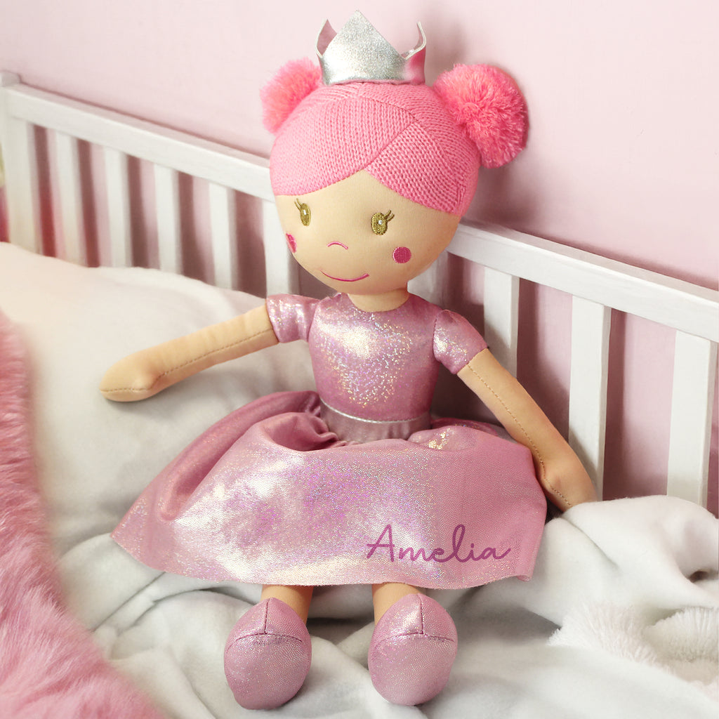 Personalised Princess Rag Doll - Custom Name Ballerina Doll for Girls