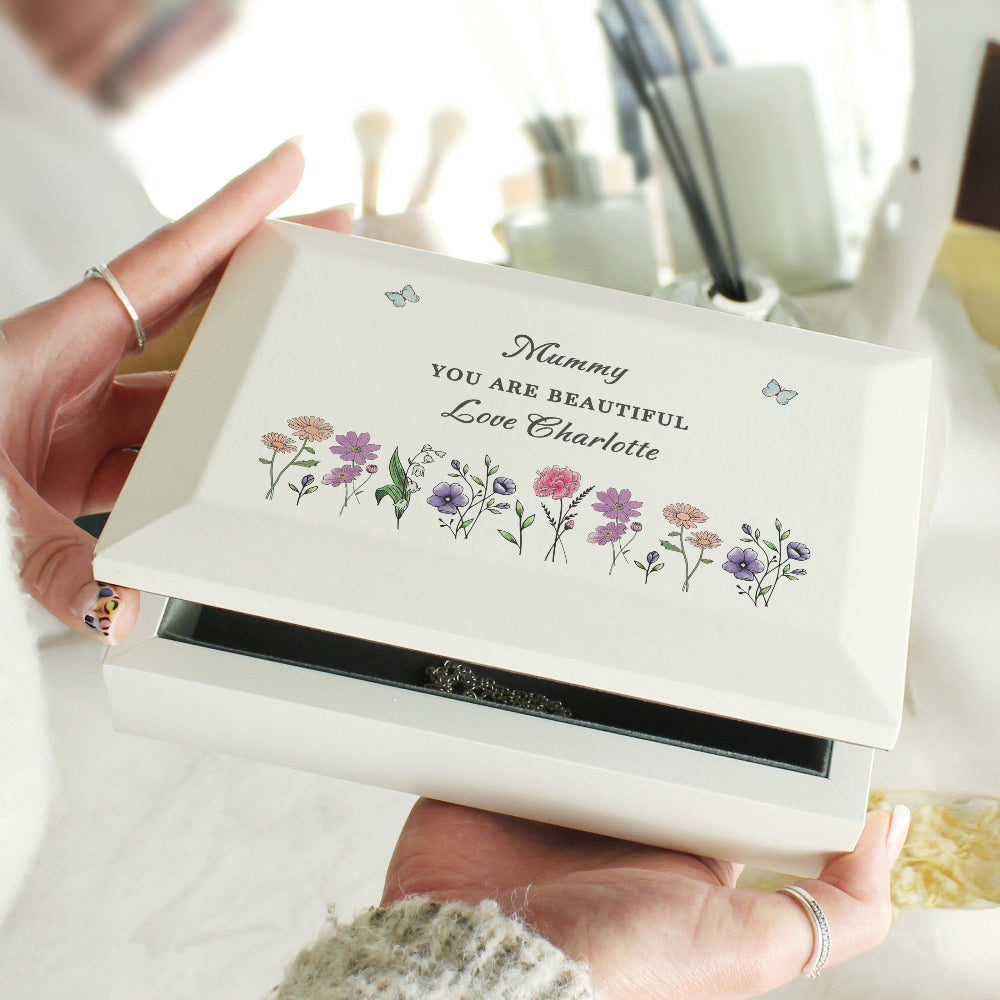 Eleanoras Personalised Wild Flowers Jewellery Box Jewellery Storage