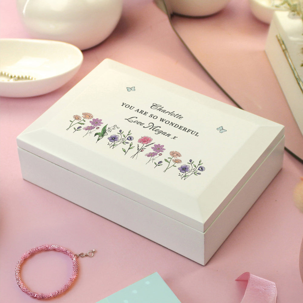 Eleanoras Personalised Wild Flowers Jewellery Box Jewellery Storage