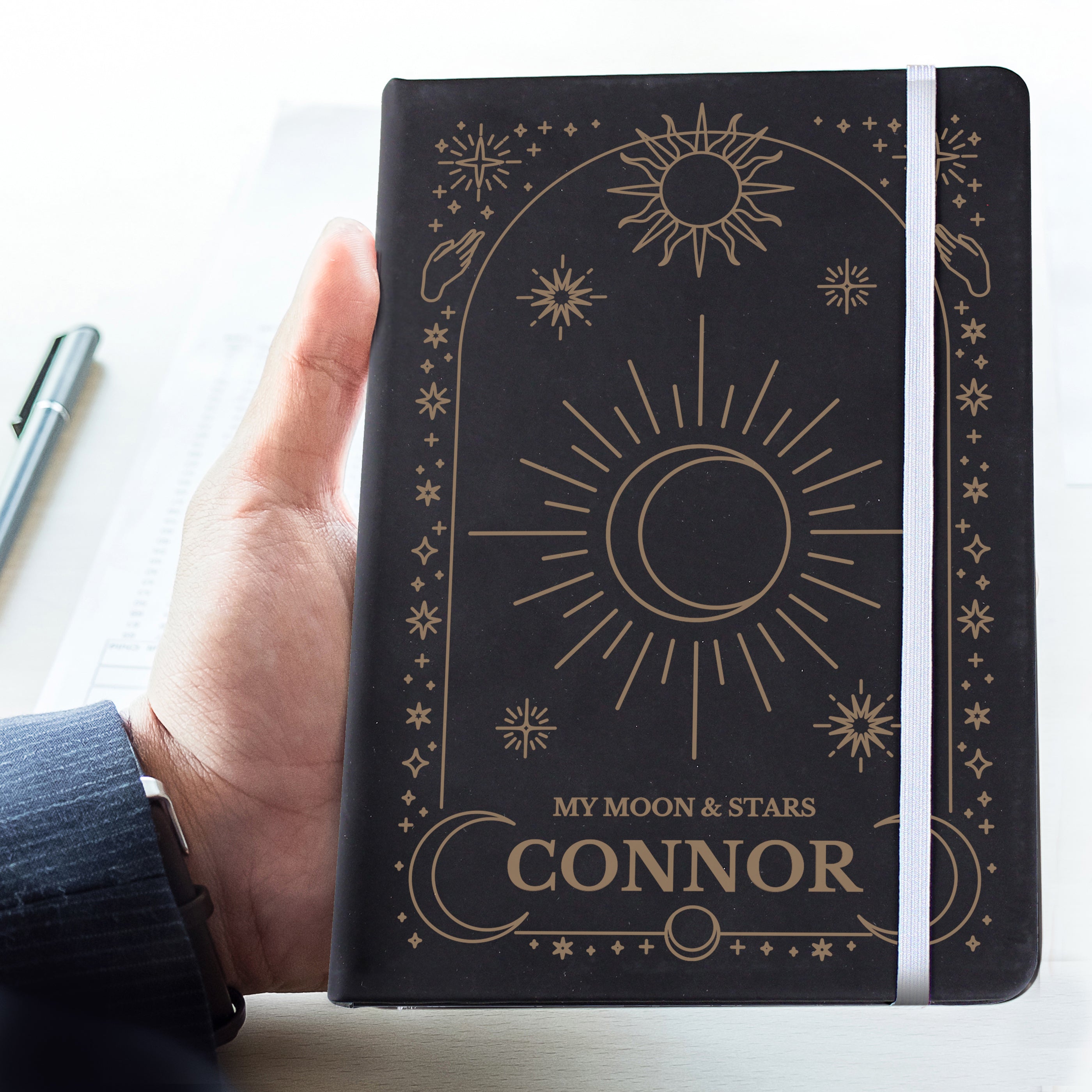 Eleanoras Personalised Celestial Black Hardback Notebook 