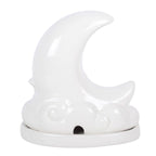 White Pastel Skies Moon Incense Cone Holder