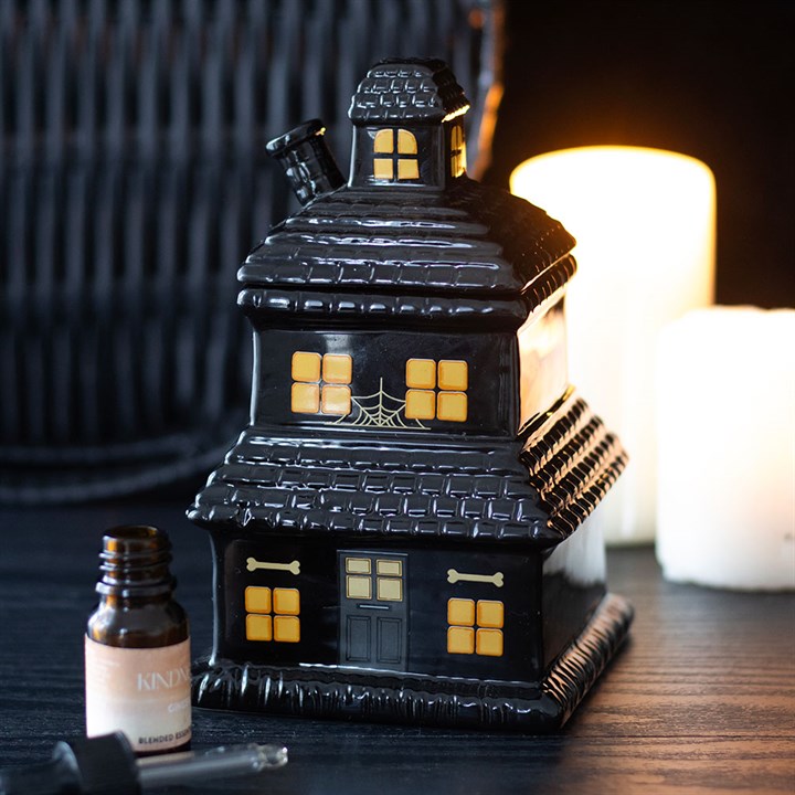 Eleanoras Black Haunted House Oil Burner and Wax Warmer 