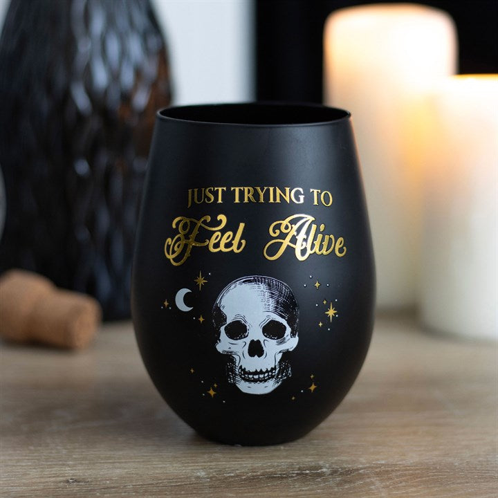 Eleanoras Trying To Feel Alive Stemless Wine Glass Glassware