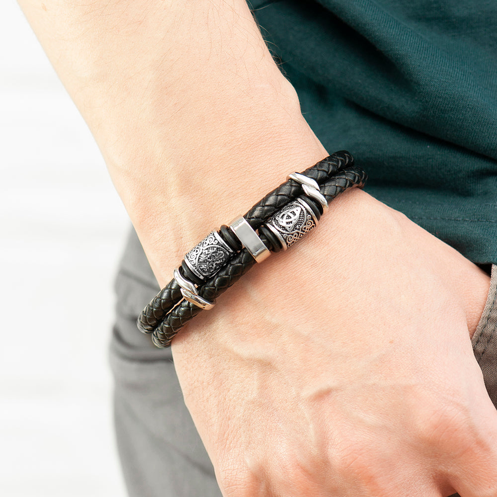 Men's Celtic Knot Leather Bracelet | Personalised