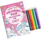 Princess & Unicorn Colouring Book with Pencil Crayons | Personalised