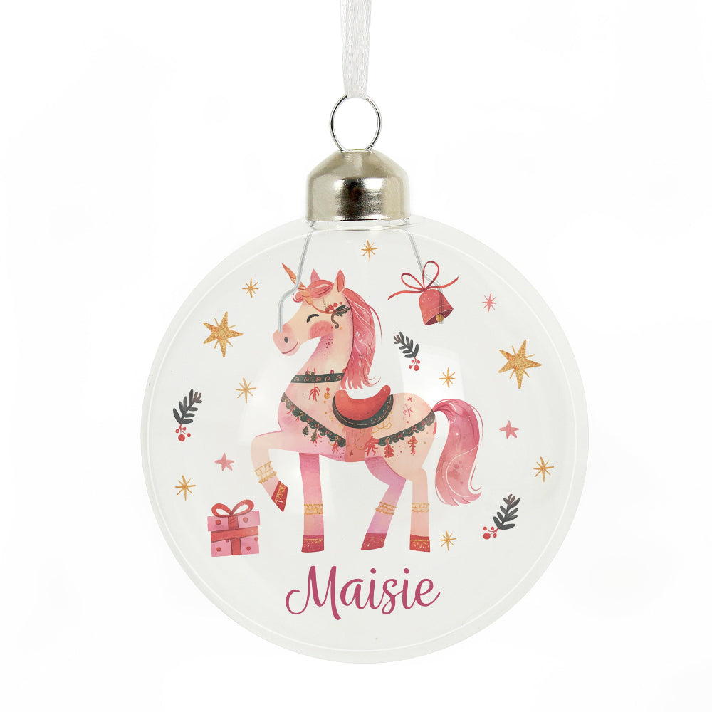 Unicorn Glass Bauble | Personalised
