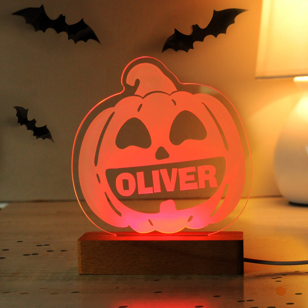 Halloween Pumpkin Light personalised with a name