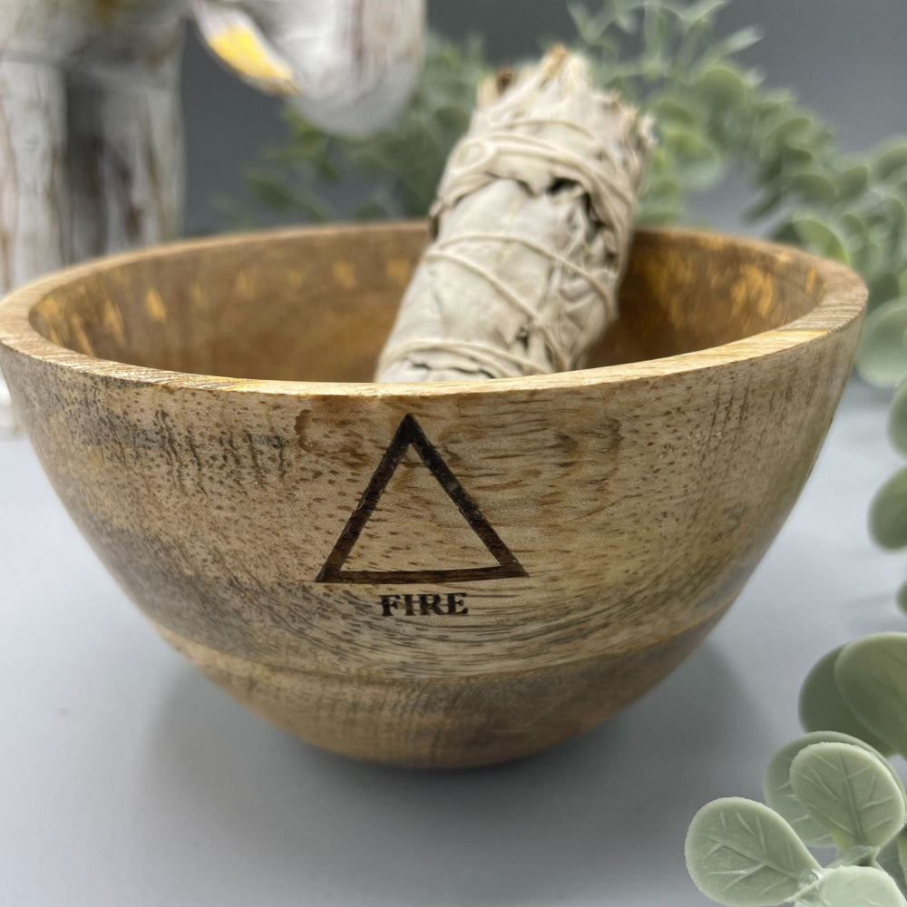 Four Elements Wooden Ritual Bowl — 11×7cm