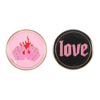 Flaming Dice & Love Pin Badge Set
