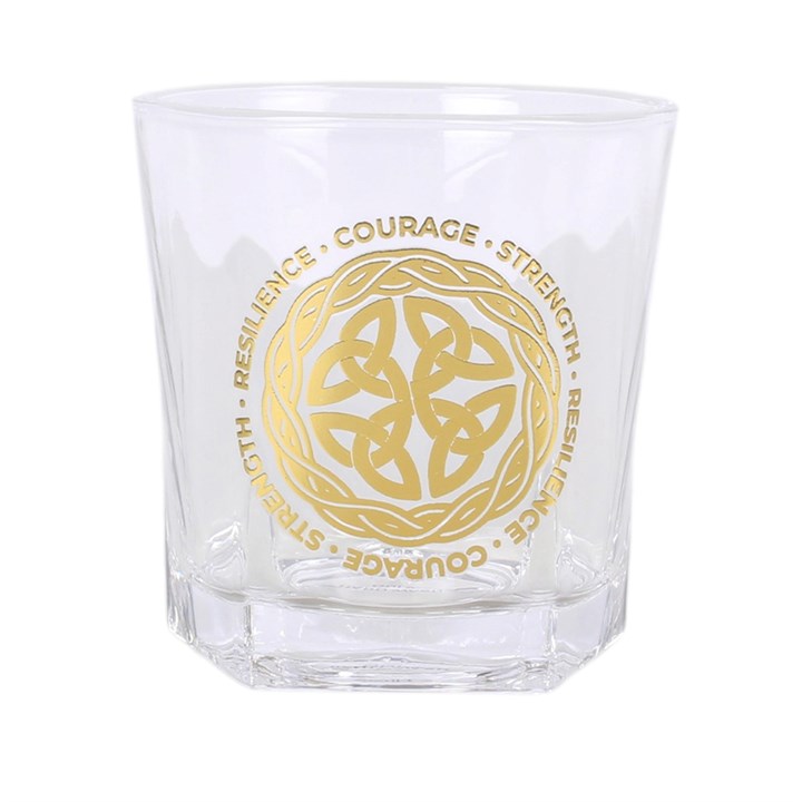 Celtic Shield Knot Lowball Glass with Coaster