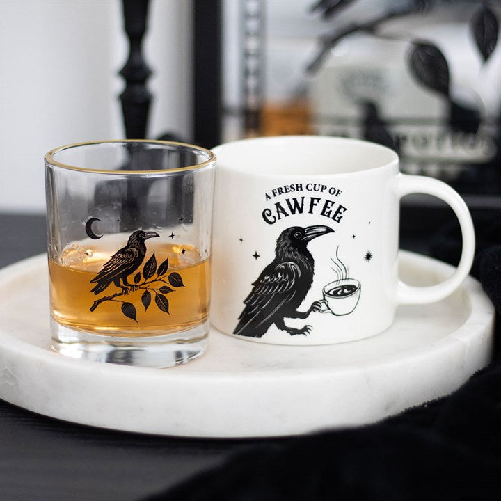 Eleanoras Perched Raven Drinking Glass Drinkware