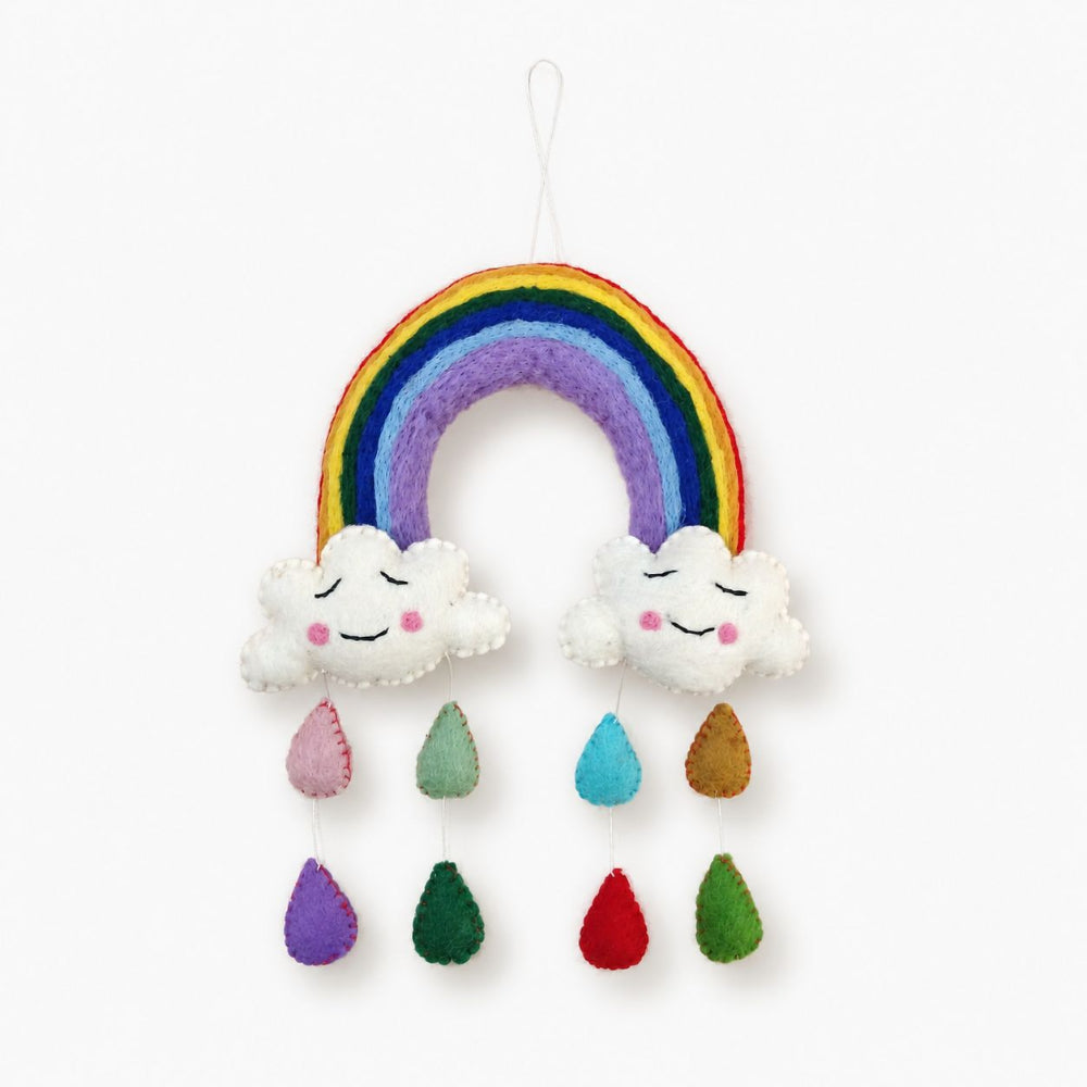 Rainbow Happy Clouds Handmade Felt Mobile