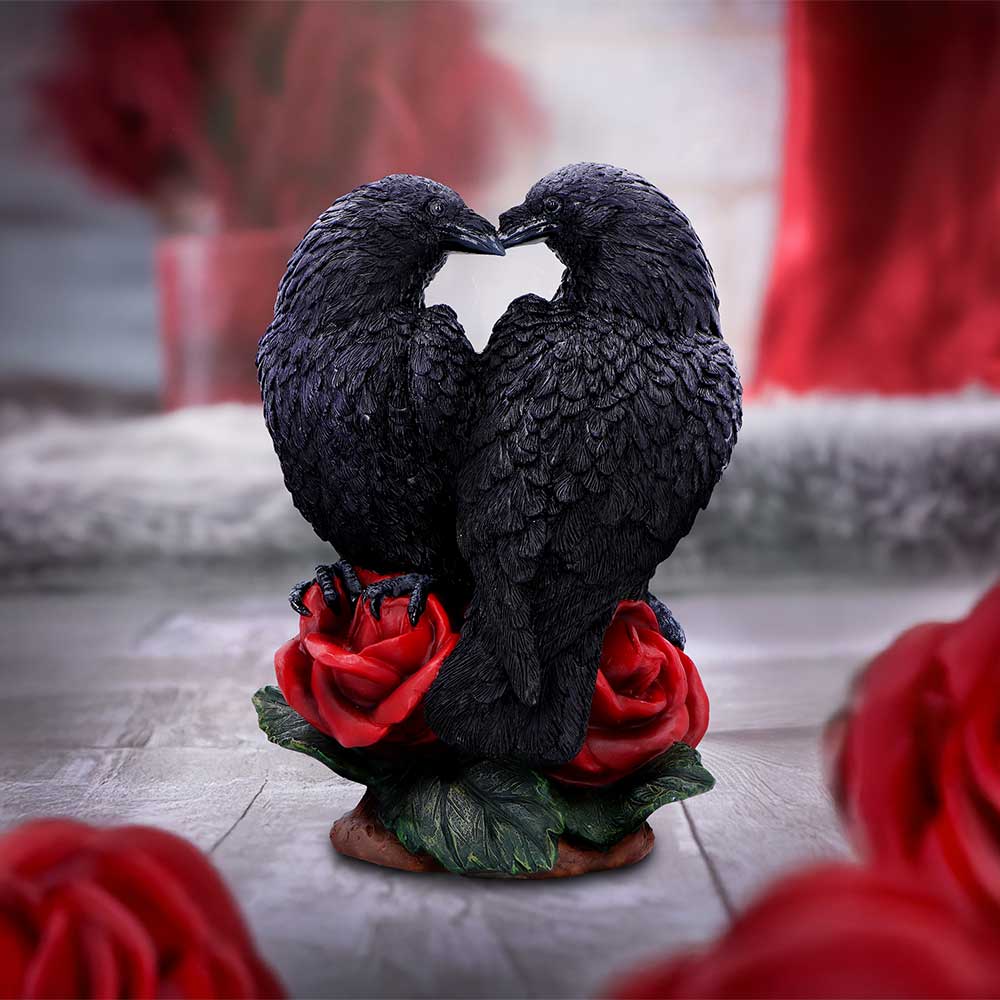 Raven Romance Gothic Raven & Roses Figurine