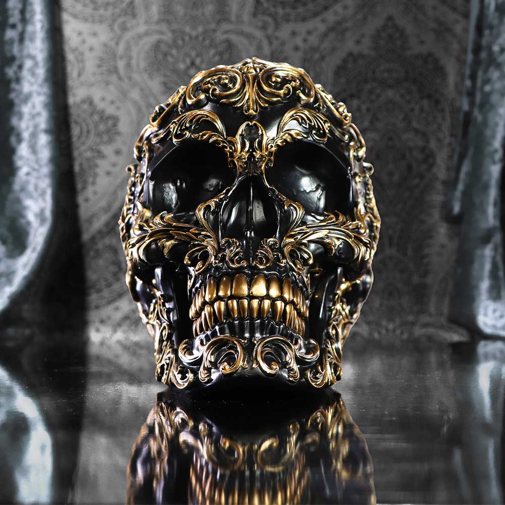Renaissance Black & Gold Skull Ornament
