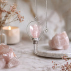 Rose Quartz Angel Pendulum with Ring