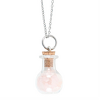 Love Rose Quartz Crystal Chip Potion Bottle Necklace Jewellery