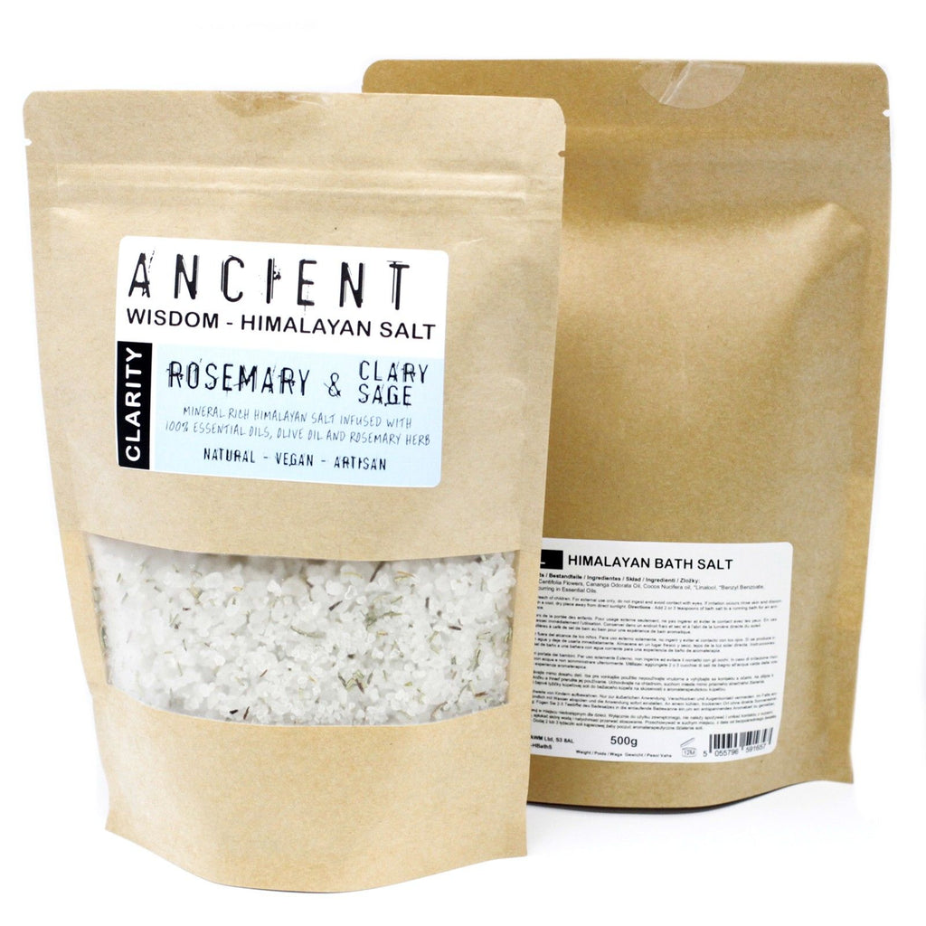 Himalayan Salt with labels on a white background