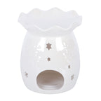 Iridescent White Snowflake Oil Burner and Wax Warmer