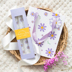 Eleanoras Set of 3 Purple Daisy Taper Candles 