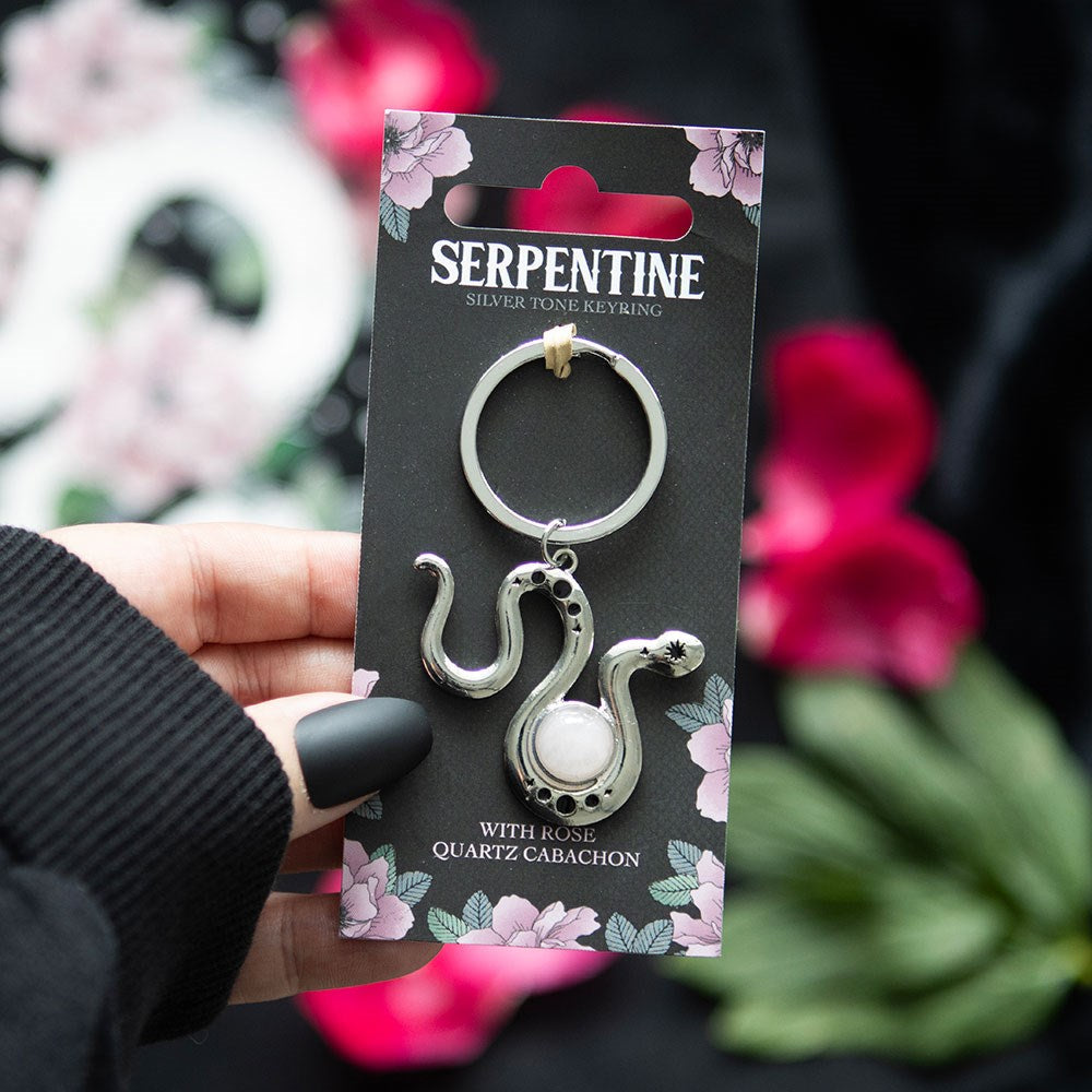 Eleanoras Snake Keyring With Rose Quartz Crystal Keyrings