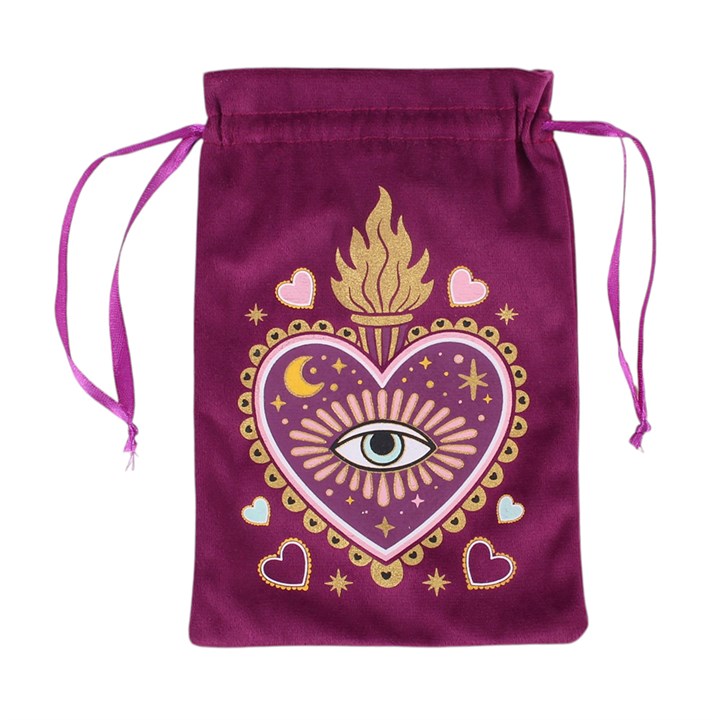 Sacred Sight Heart Velvet Drawstring Bag