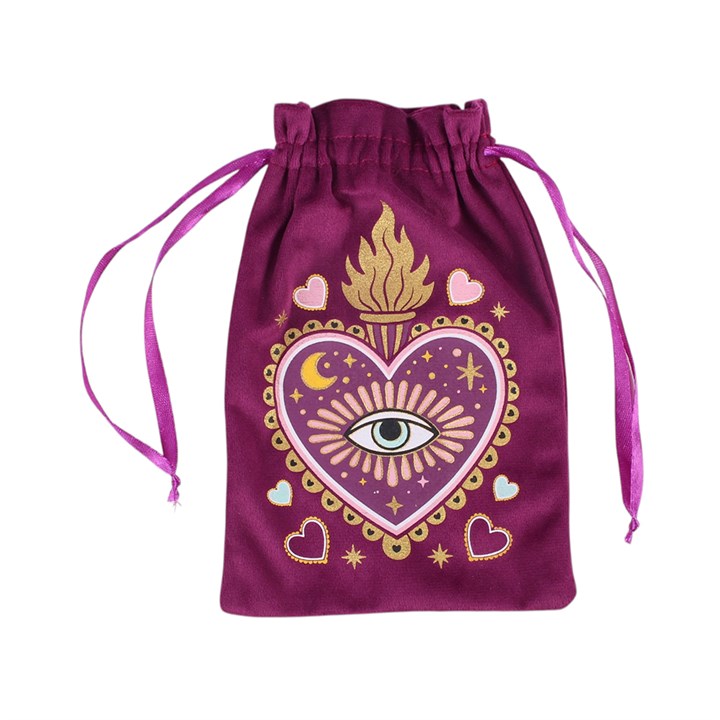 Sacred Sight Heart Velvet Drawstring Bag