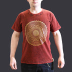 Mandala Stone Washed T-Shirt - Maroon- Large