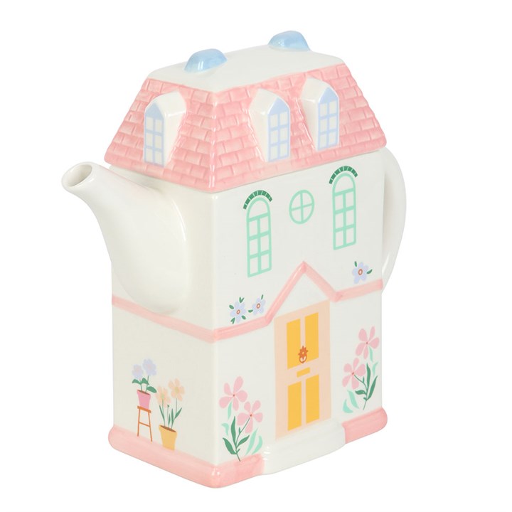 Eleanoras Pastel House Shaped Teapot Teapots & Tea Accessories