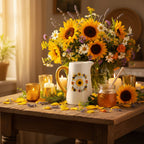 Summer Bee and Sunflower Ceramic Flower Jug 