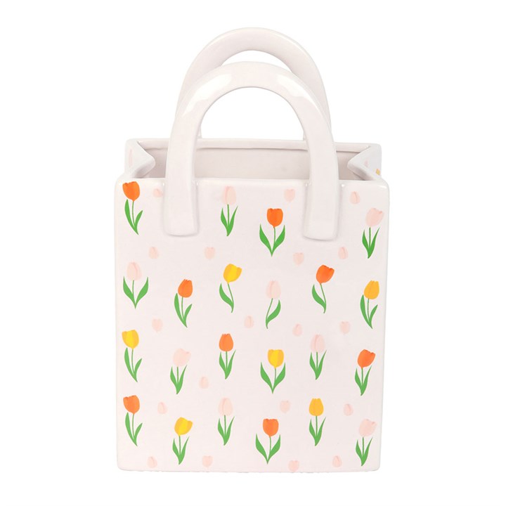 Tulip Print Ceramic Bag Shaped Flower Vase