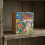 Eleanoras Teal Mushroom Medium  Enamelled Square Box Boxes & Chests