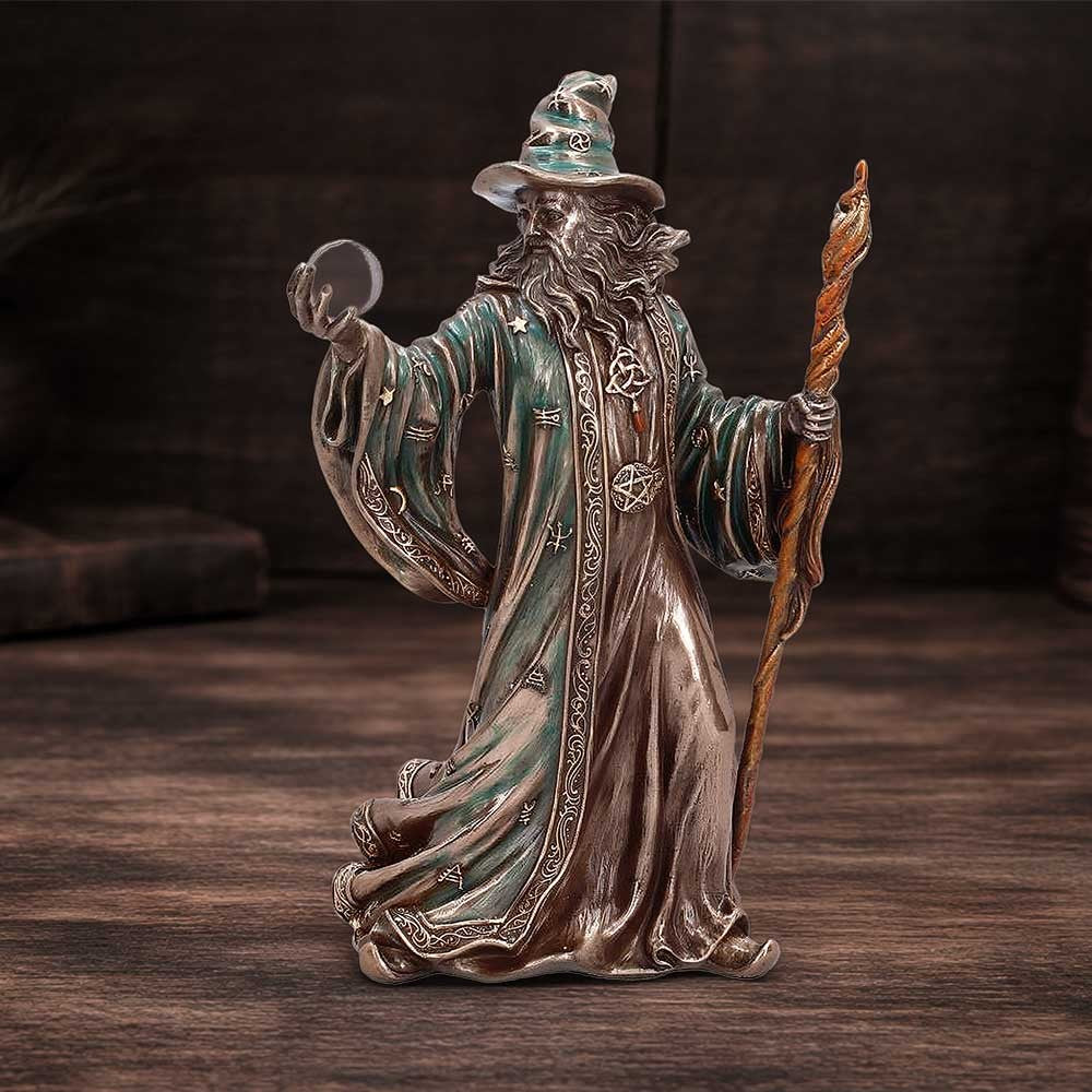 The Sorcerer Bronze Figurine 20cm | Wizard & Arcane Magic Statue