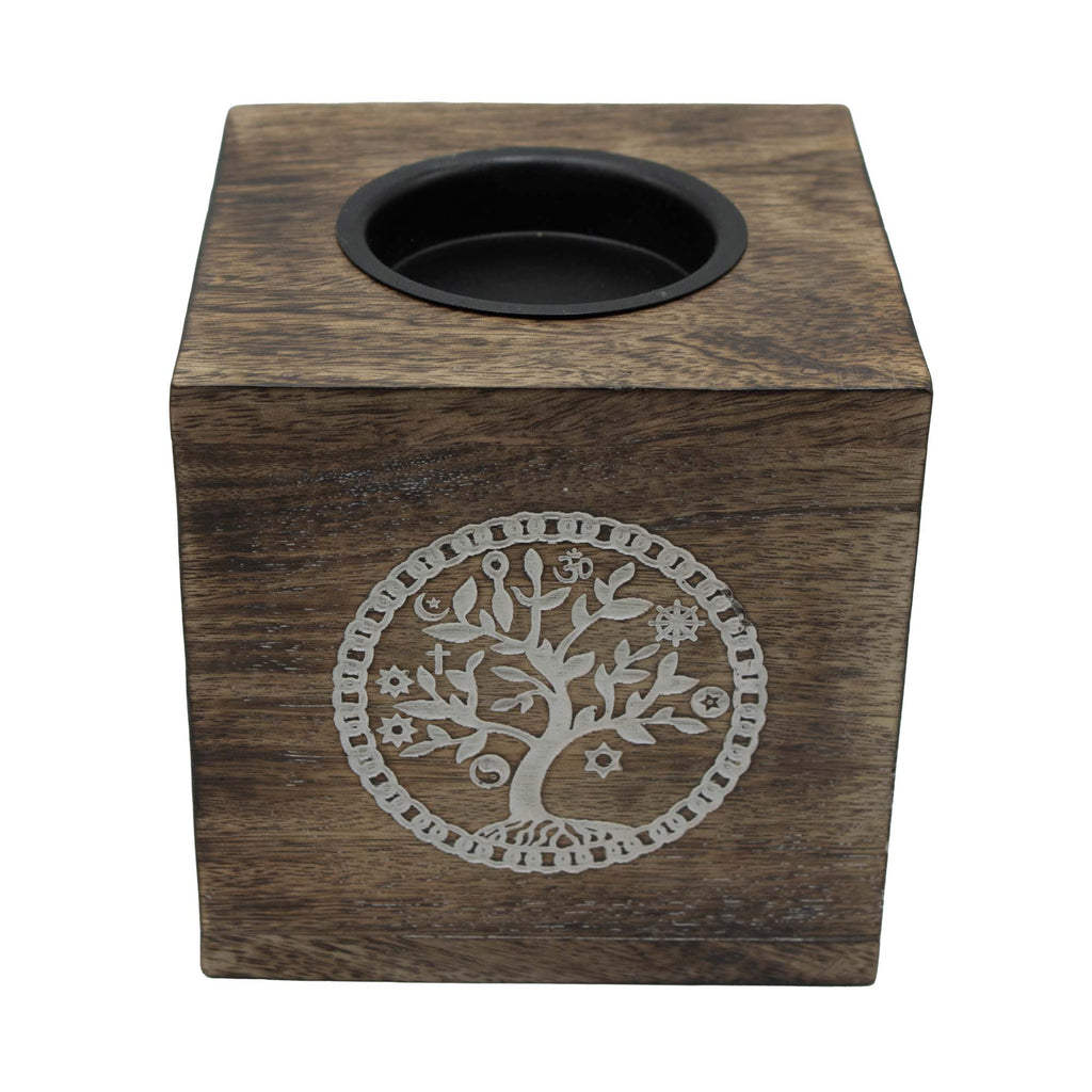 Tree Of Life Large Square Mango Wood Oil Burner