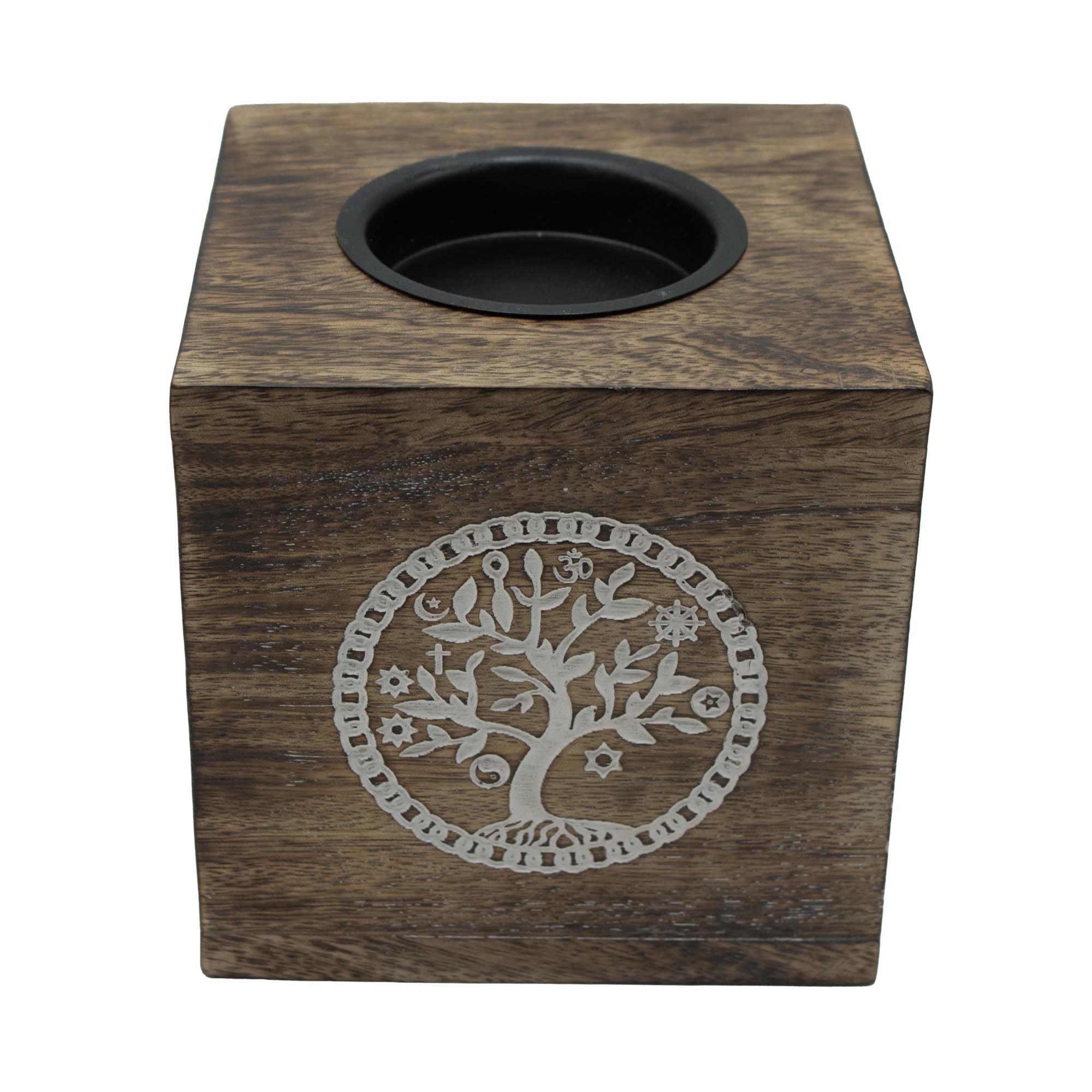 Tree Of Life Large Square Mango Wood Oil Burner