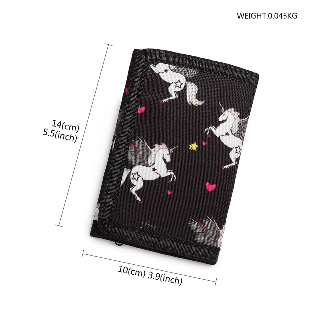Unicorn Tri Fold Wallet Black
