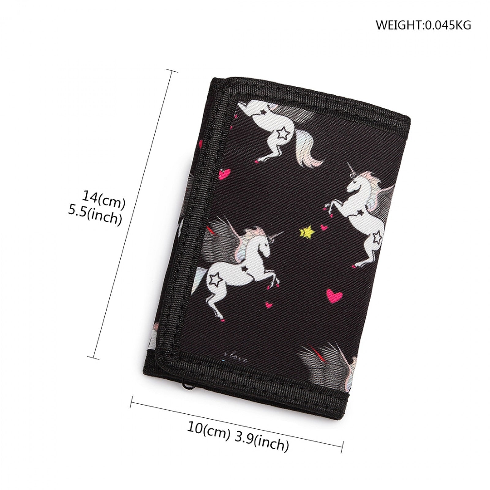 Unicorn Tri Fold Wallet Black
