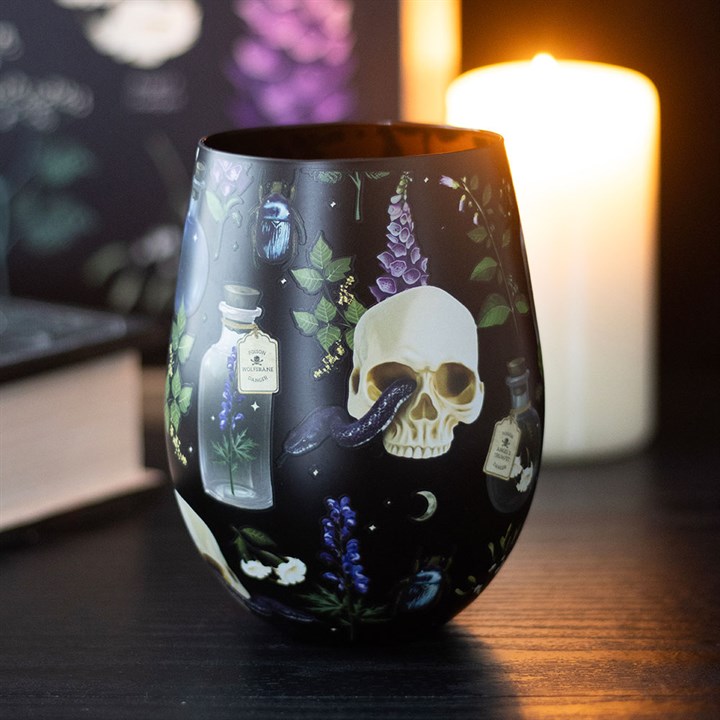 Eleanoras Venom & Vines Print Stemless Glass Drinkware