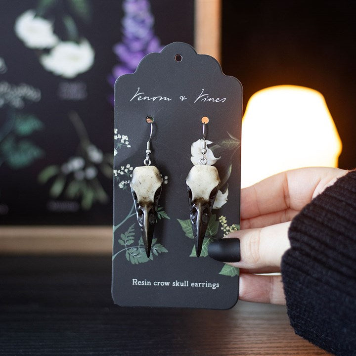 Eleanoras Resin Crow Skull Earrings Jewellery