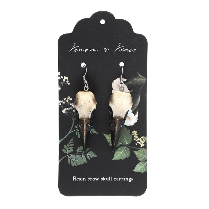 Eleanoras Resin Crow Skull Earrings Jewellery