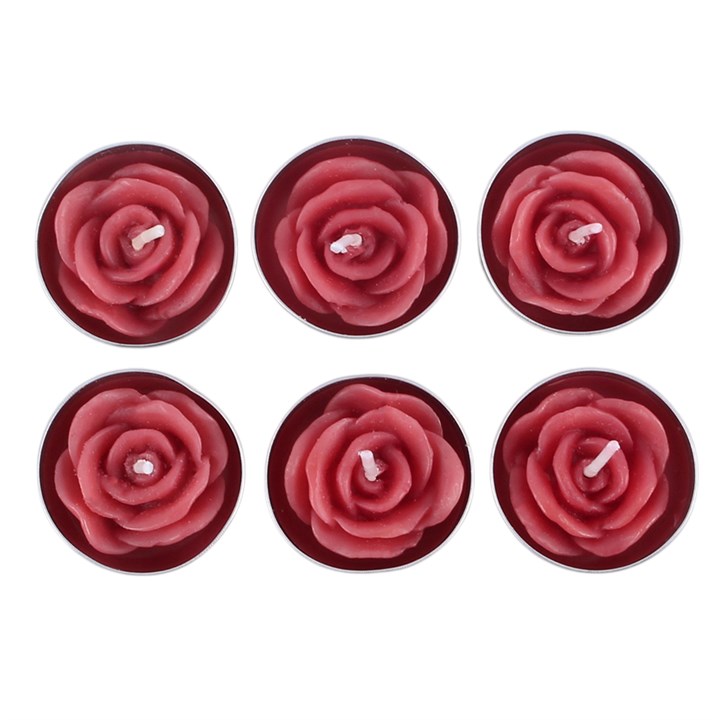 Pack of 6 Rose Shaped Tealights