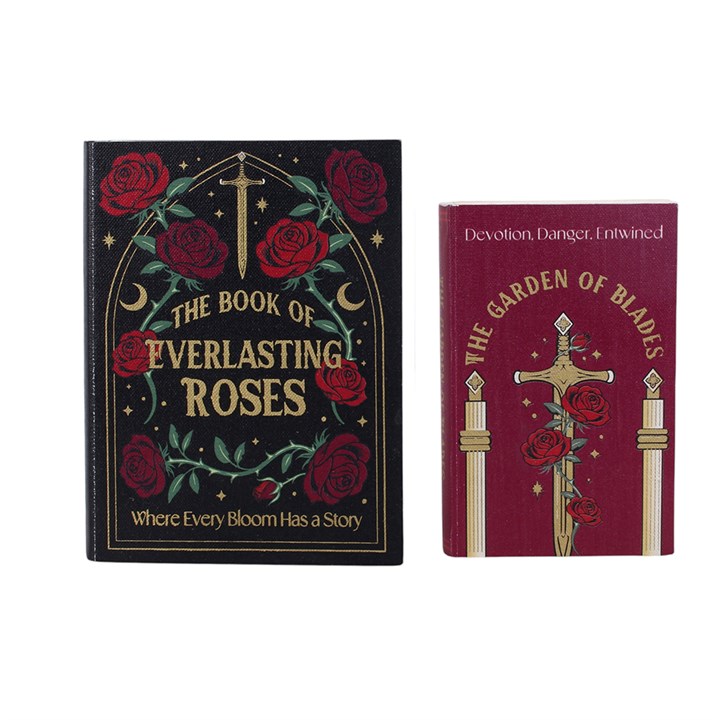Set of 2 Gothic Rose Book Shaped Storage Boxes
