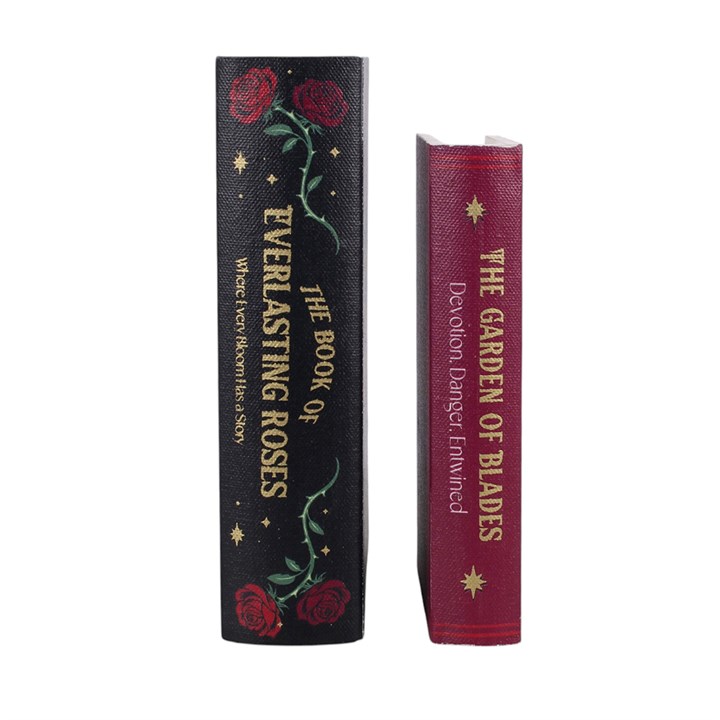 Set of 2 Gothic Rose Book Shaped Storage Boxes