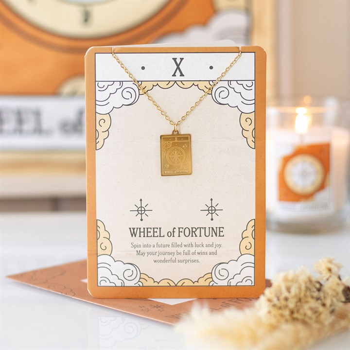 Eleanoras The Wheel of Fortune Vintage Tarot Necklace on Greeting Card 