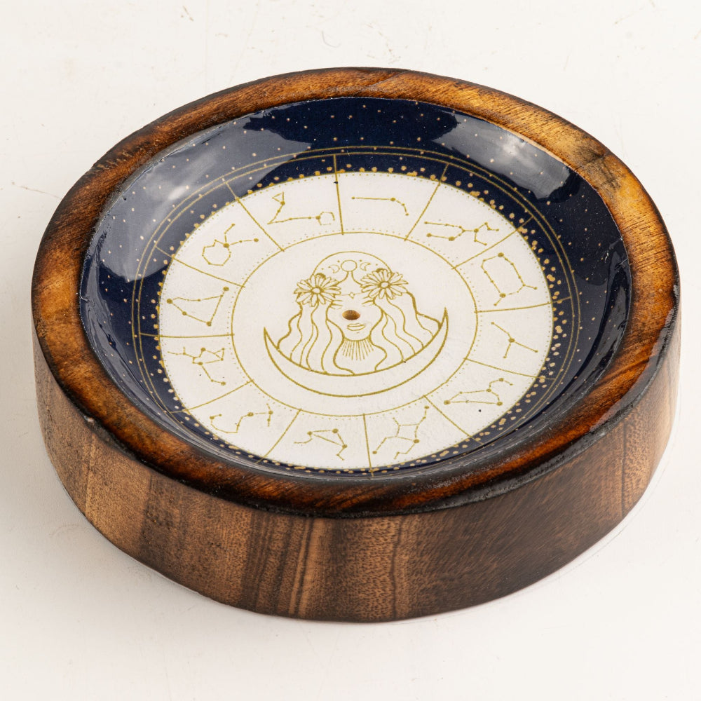 Virgo Mango Wood Mini Bowl & Incense Stick Holder