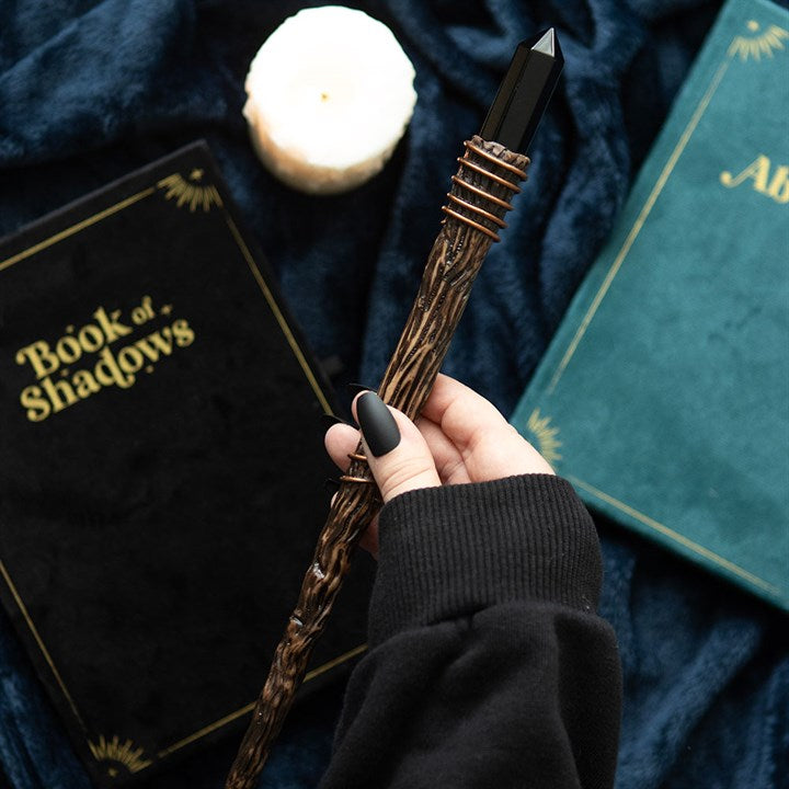 Eleanoras Thin Protection Black Obsidian Crystal Wand 